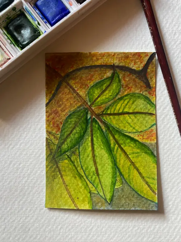 Leaves aceo art card