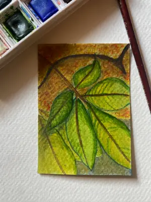 Leaves aceo art card thumbnail 1