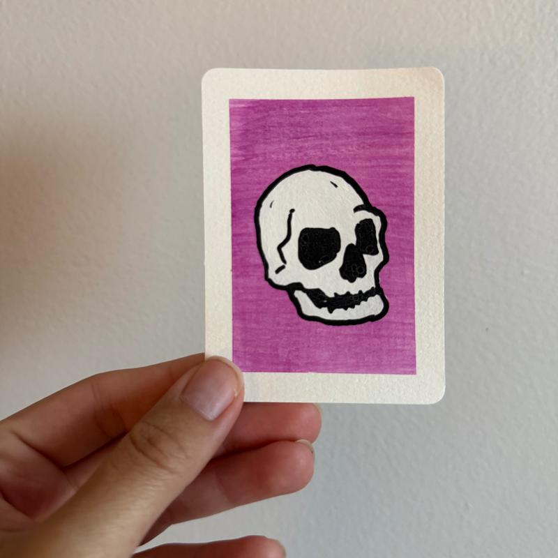 Original Skull ACEO | Little Bones #2/3 aceo art card