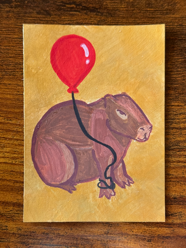 Capy Birthday - Celebration Capybara aceo art card