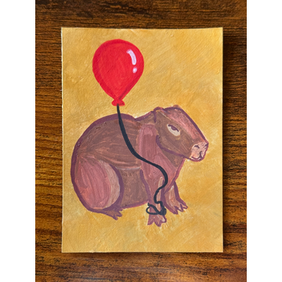 Capy Birthday - Celebration Capybara aceo art card thumbnail 2