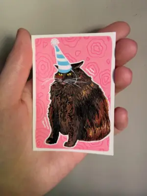 Party Cat (#5) aceo art card thumbnail 2