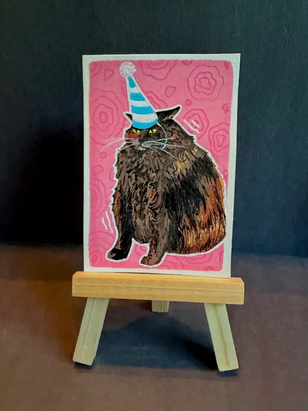Party Cat (#5) aceo art card