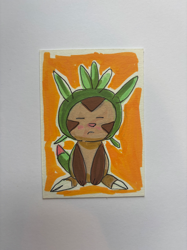 “Chespin” Pokemon (fail: part of the ACEOS that never made its light) aceo art card