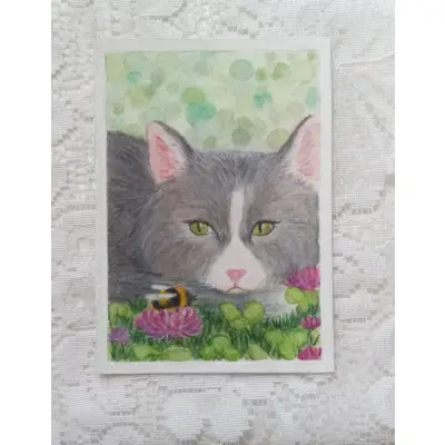 Clover and Honey aceo art card thumbnail 2