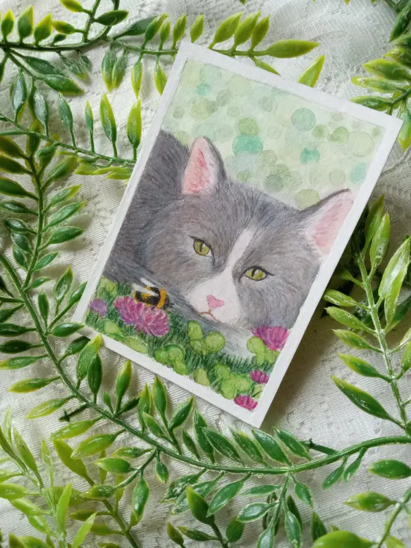 Clover and Honey aceo art card