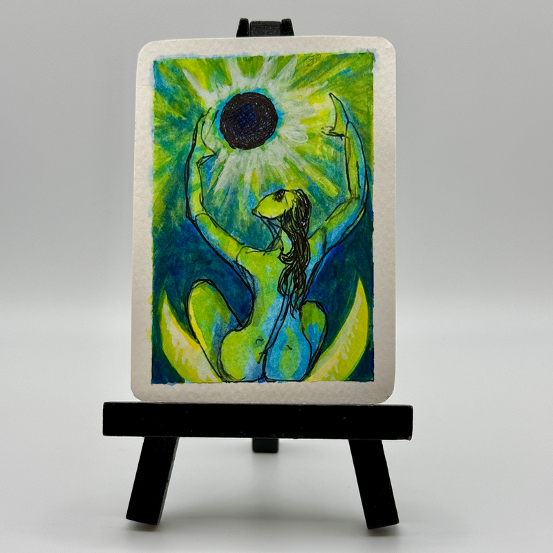 Solar Eclipse Nymph aceo art card