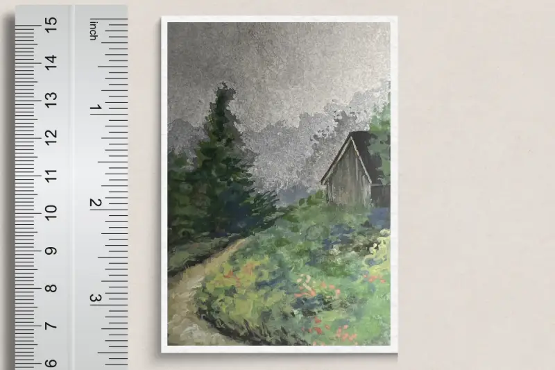 Cabin Tucked Away aceo art card