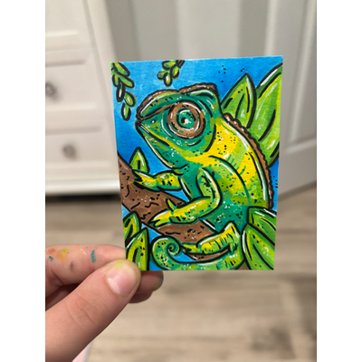 Chameleon in the Trees aceo art card thumbnail 3