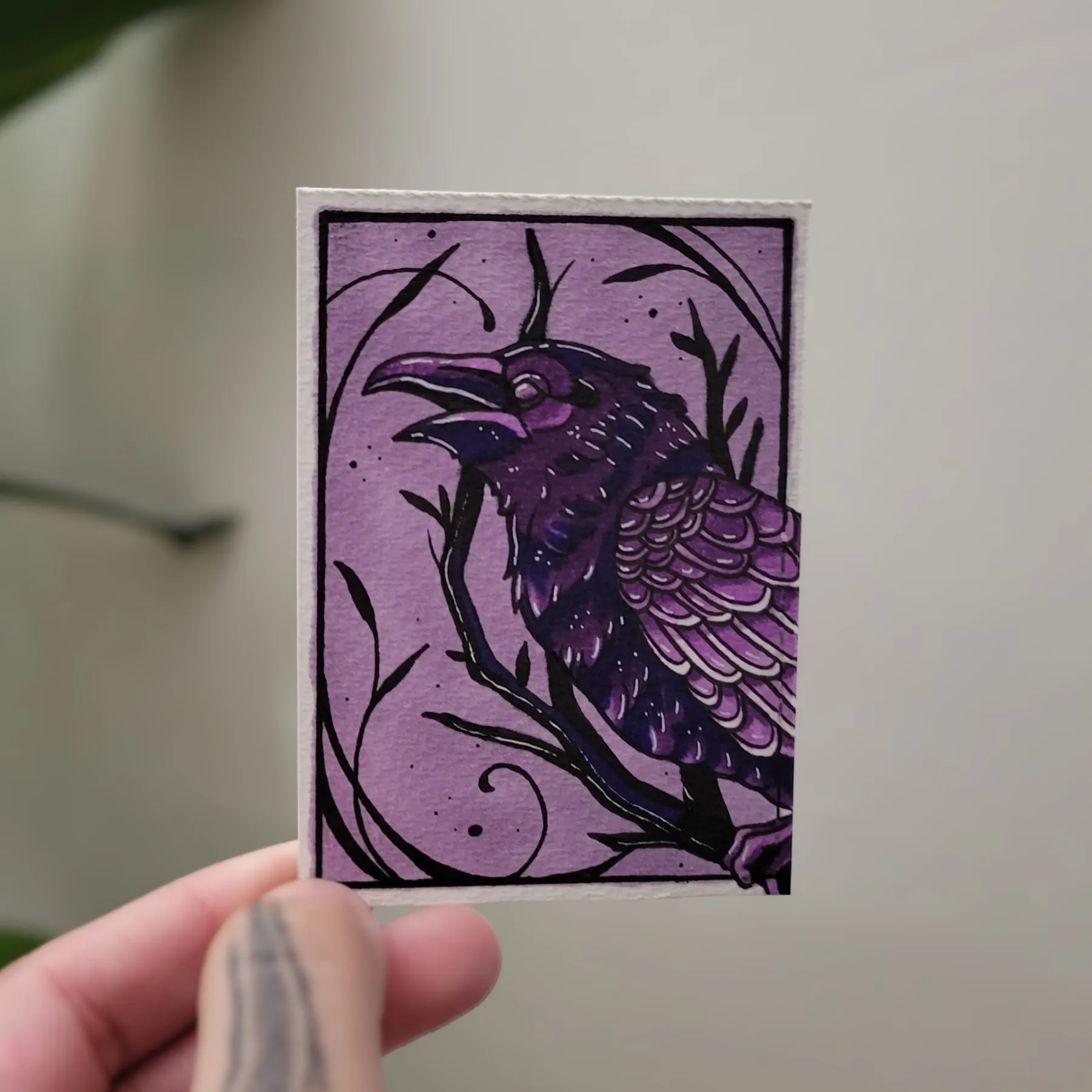 Enchanted Crow aceo art card