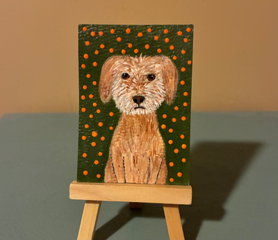 Pup in Dots aceo art card thumbnail 1