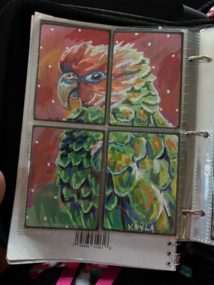 Set of 4 Parrot ACEO aceo art card thumbnail 2