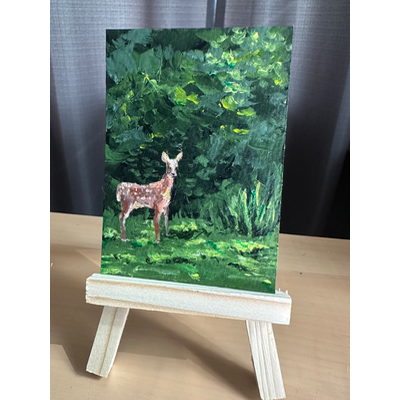 Baby Deer aceo art card thumbnail 2