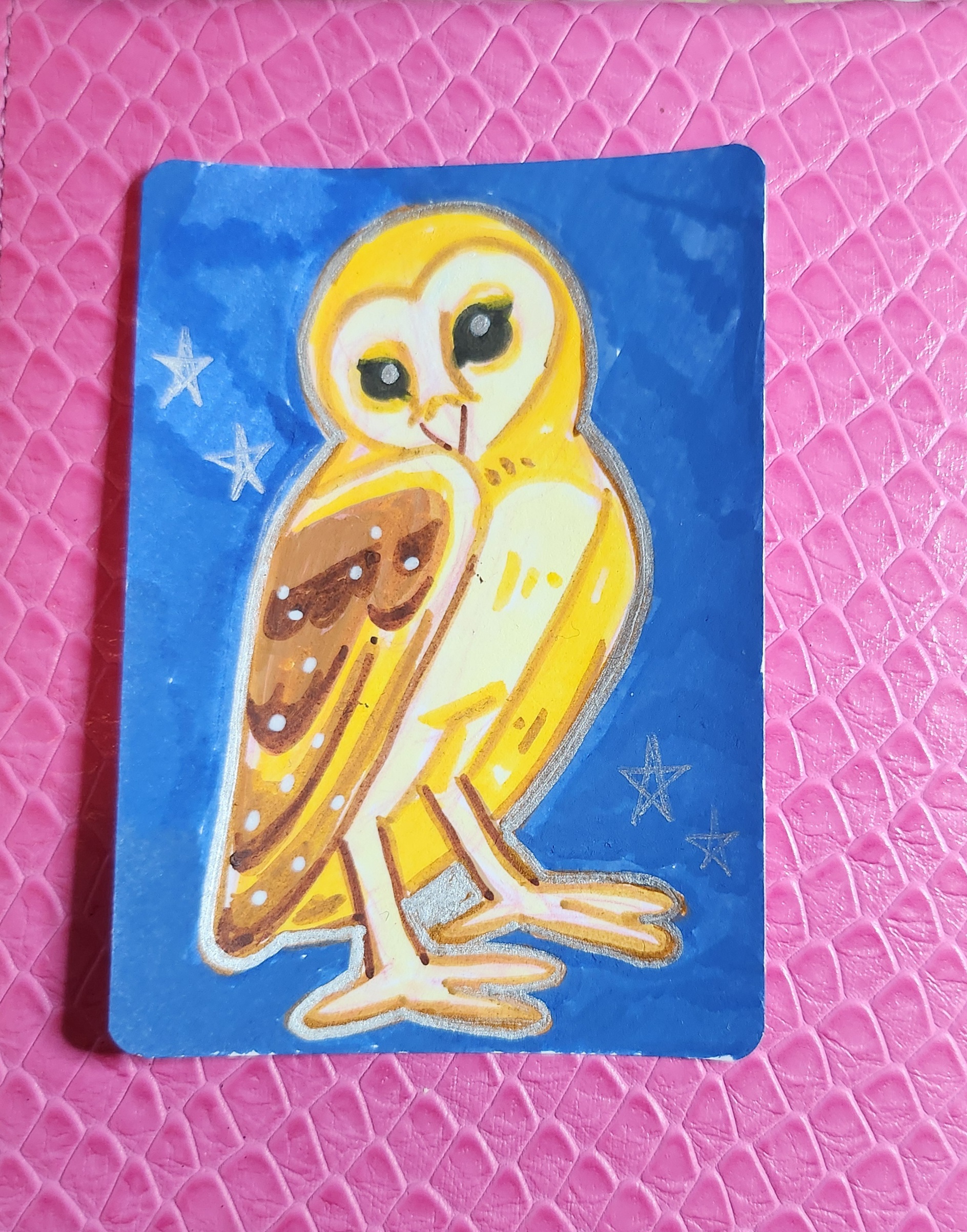 barn owl aceo art card
