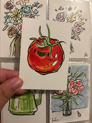 “Happy Tomato!” Fruit ACEO aceo art card thumbnail 2
