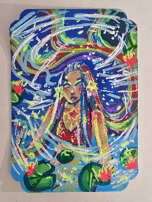 Rainbow Mermaid aceo art card thumbnail 1