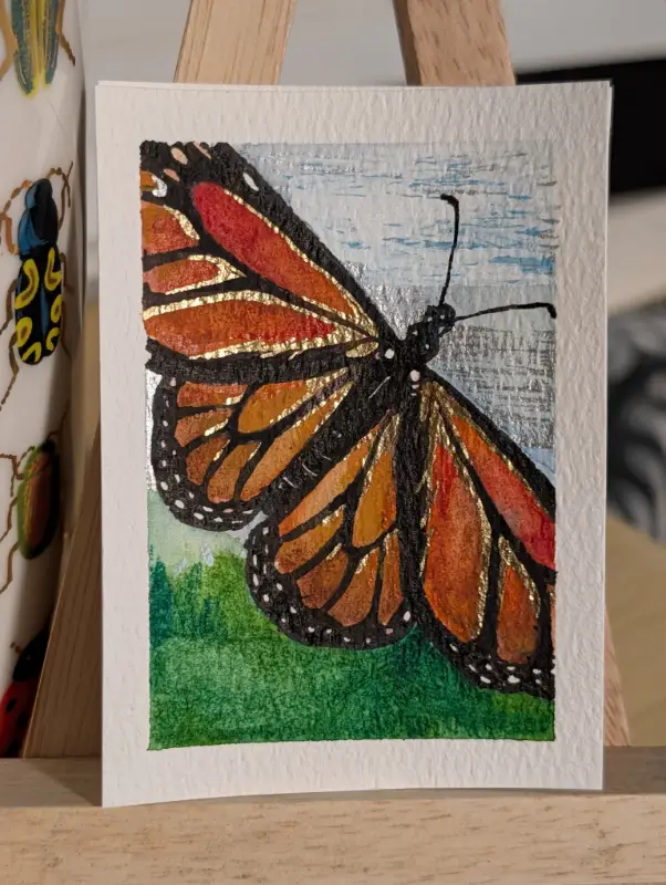 Monarch Butterfly aceo art card