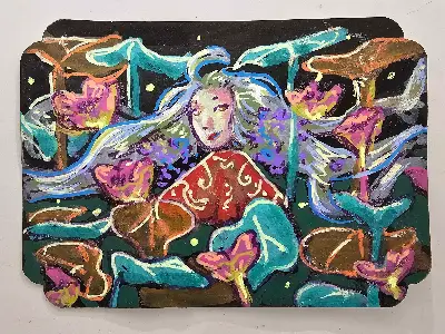 Peaceful Garden aceo art card thumbnail 1