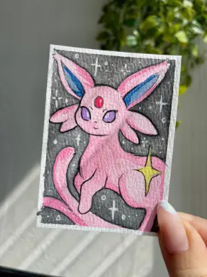 Espeon Pokemon aceo art card thumbnail 2
