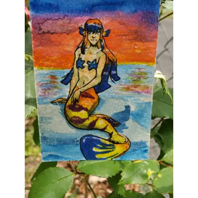 Flame Angelfish dragonsarthoard aceo art card thumbnail 1