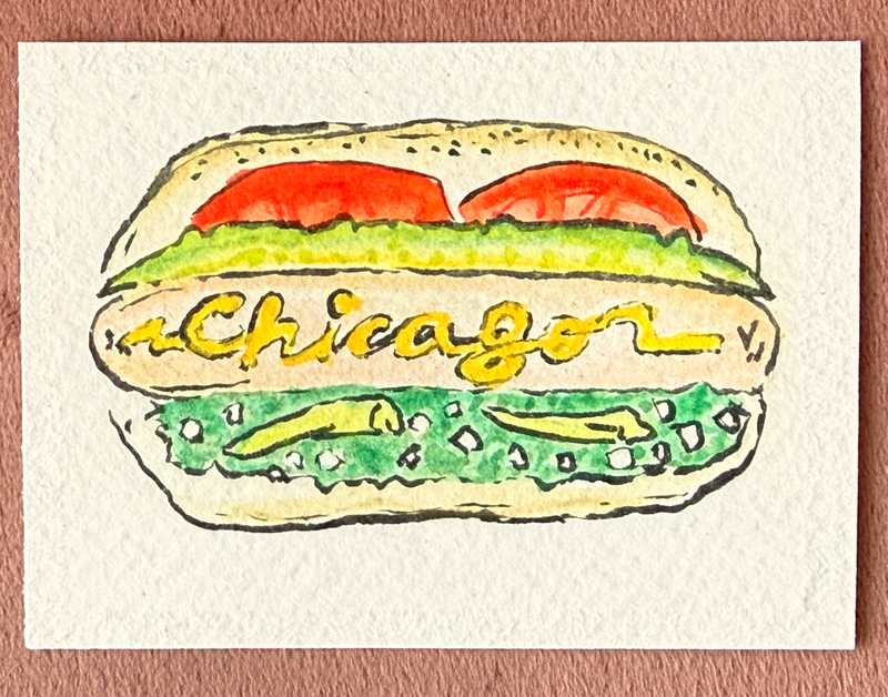 Chicago Style Hotdog aceo art card