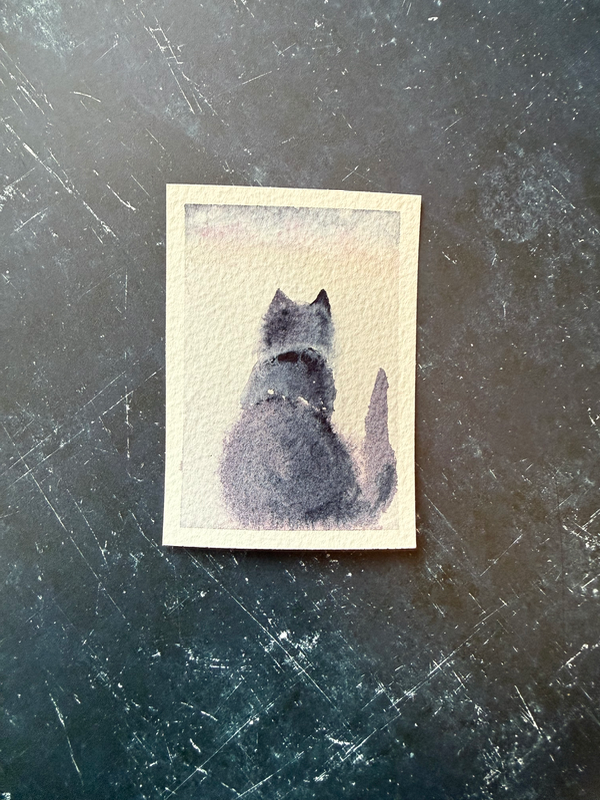 Beachy Cat aceo art card