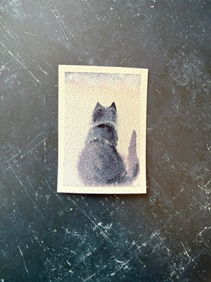 Beachy Cat aceo art card thumbnail 1
