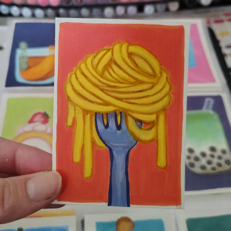 Spaghetti aceo art card