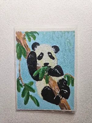 'Lunch Time' (Panda Series #3/4) Original Acrylic animal painting aceo art card thumbnail 1
