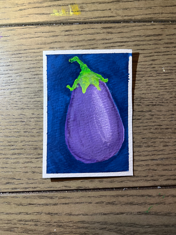 Purple Eggplant aceo art card