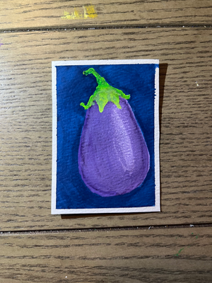 Purple Eggplant aceo art card thumbnail 1