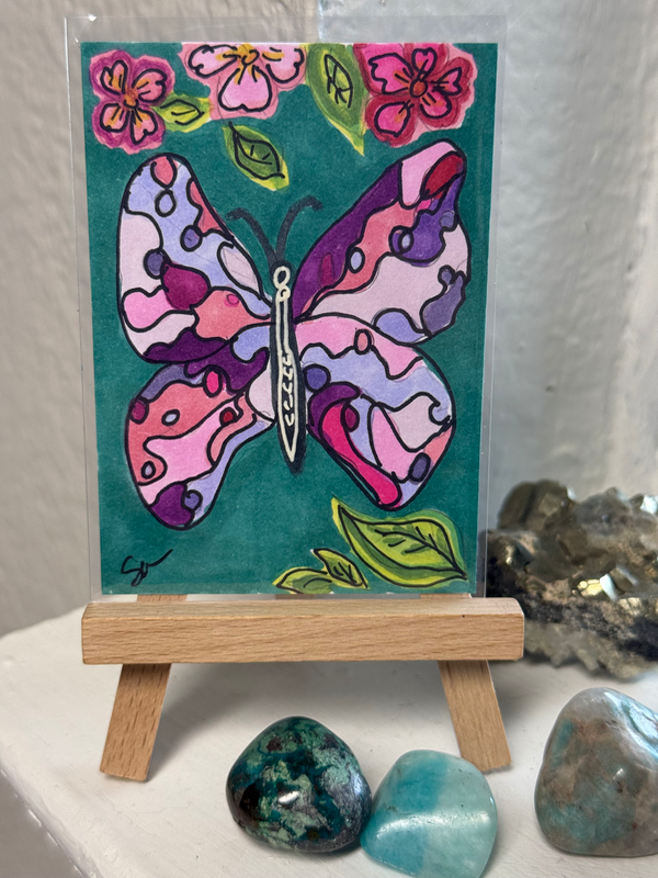Butterfly in Bloom aceo art card