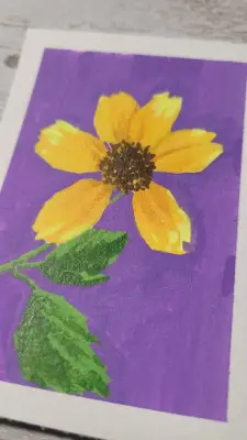 Yellow Flower 1/1 aceo art card thumbnail 2