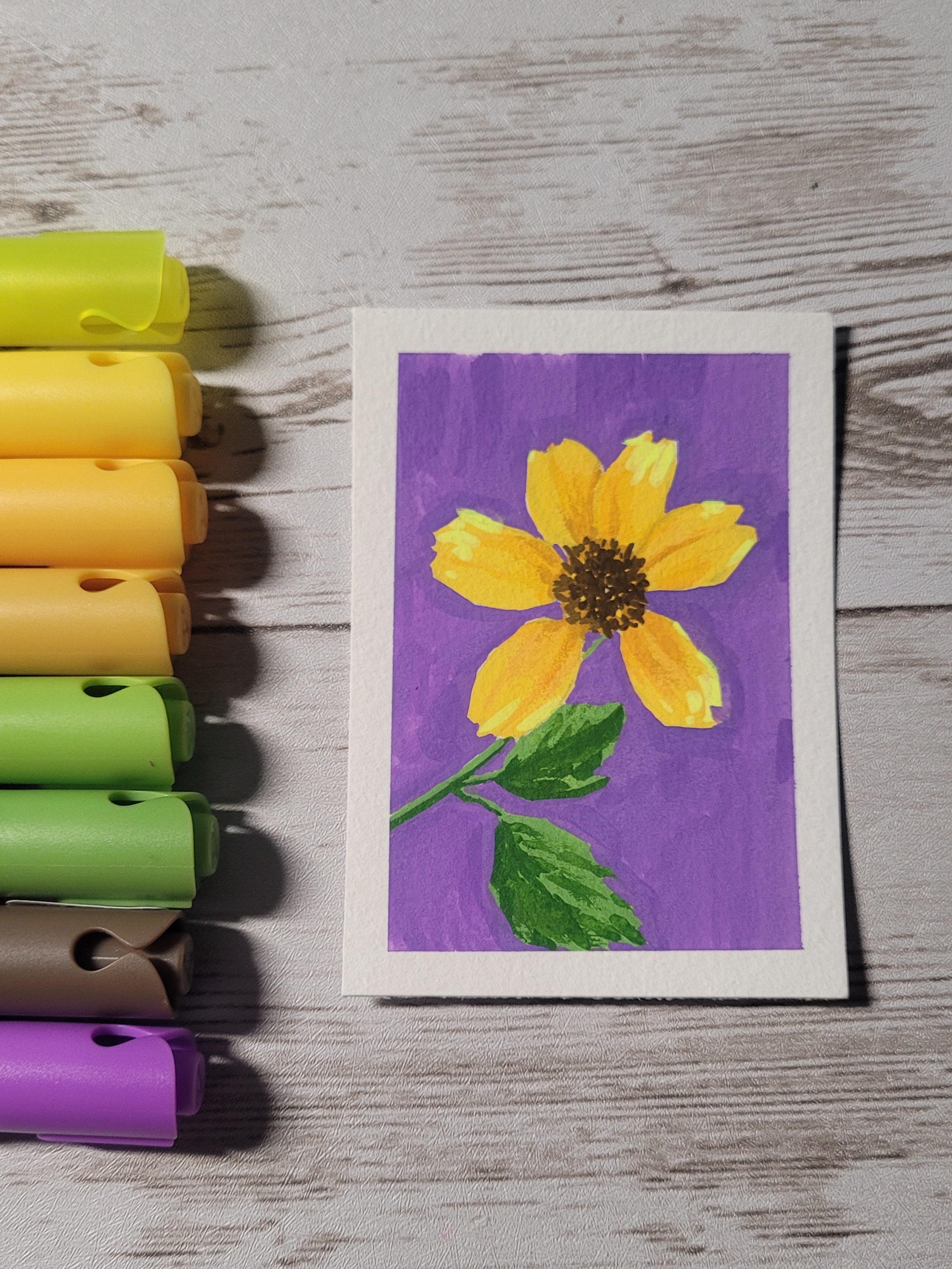 Yellow Flower 1/1 aceo art card thumbnail 1