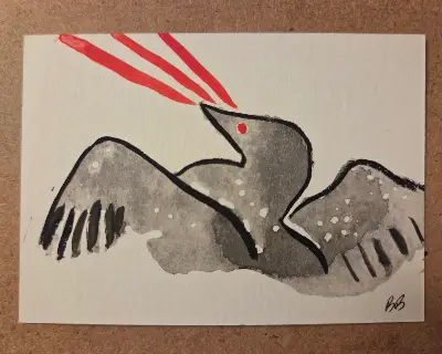 Laser Loon #1 aceo art card thumbnail 1