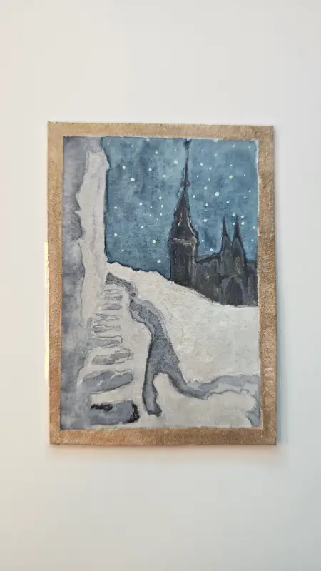 Refuge in winter aceo art card