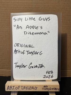 BUNDLE Worm & Apple aceo art card thumbnail 4