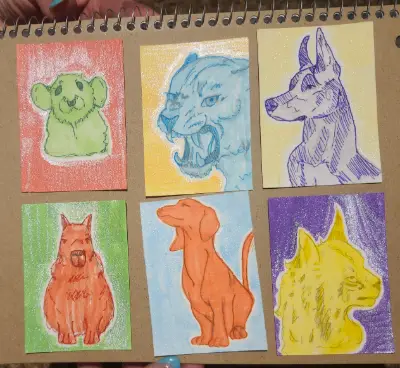 Rainbow Animals-Cougar aceo art card thumbnail 2