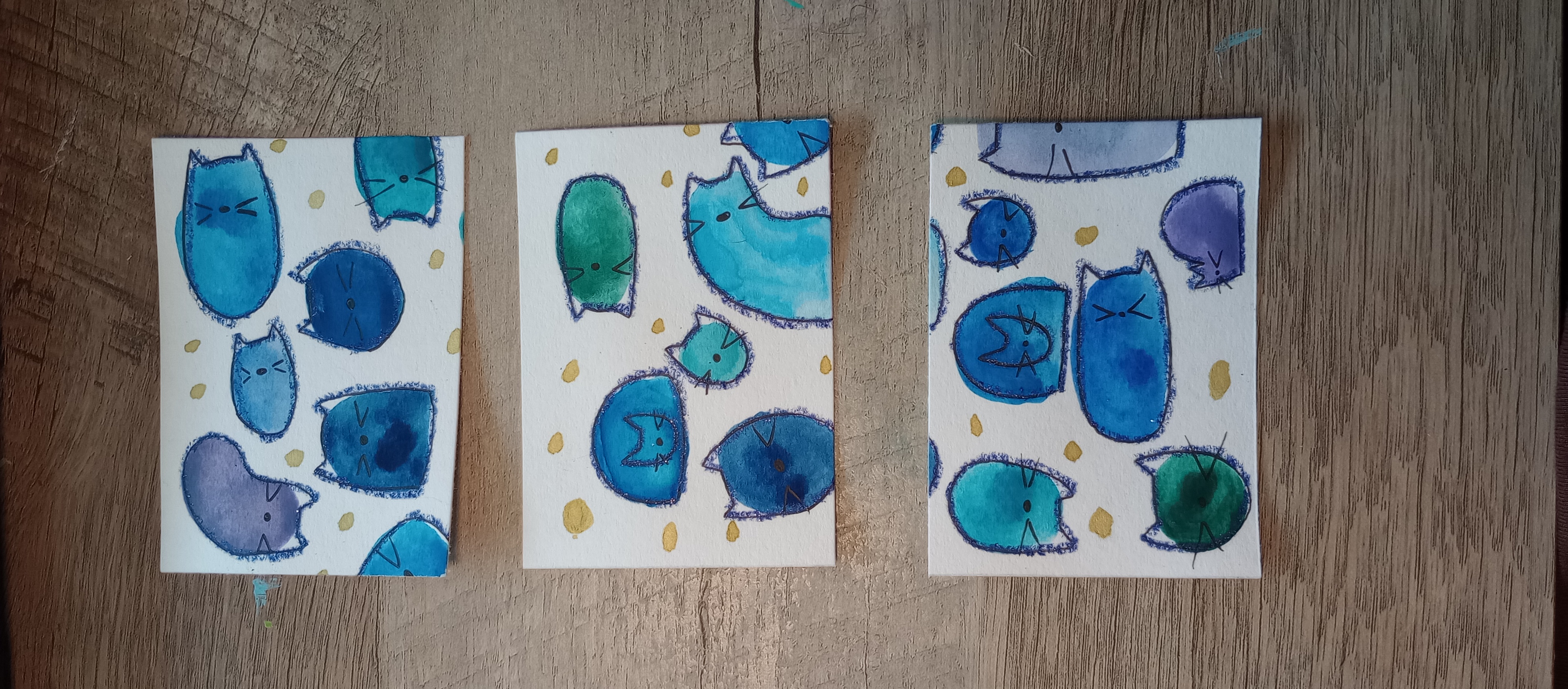 Cat slumber party 3/3 aceo art card thumbnail 2