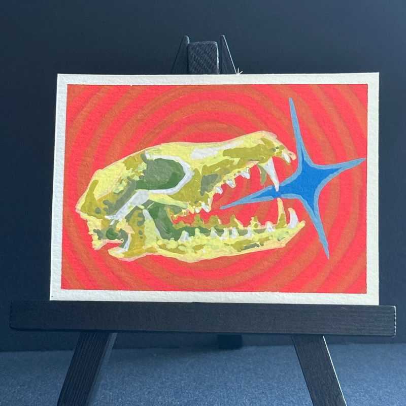 series i: ‘wild west color-blast’ || card ii: fox skull aceo art card