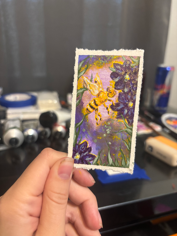 Purple pollen aceo art card