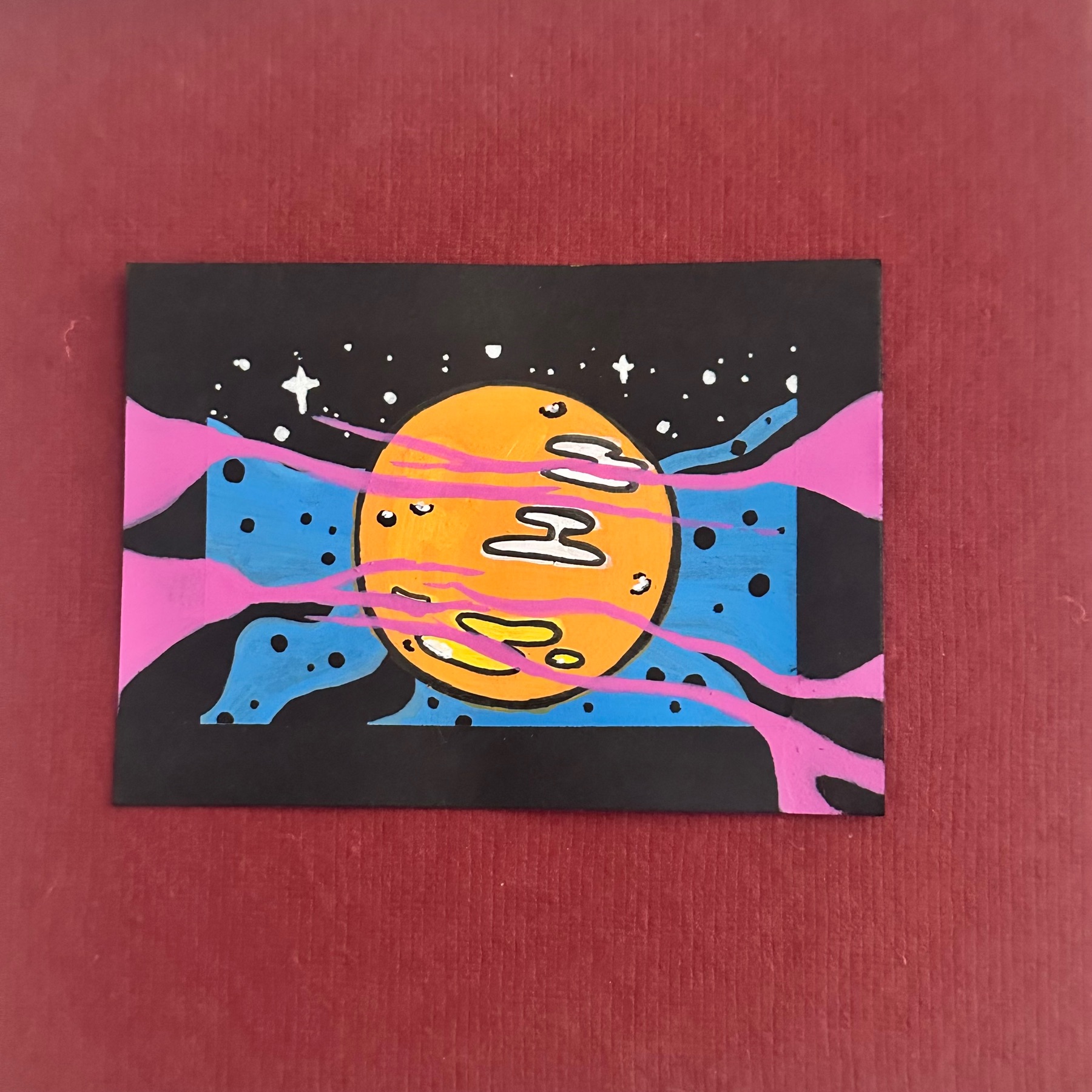 Orange Planet! aceo art card