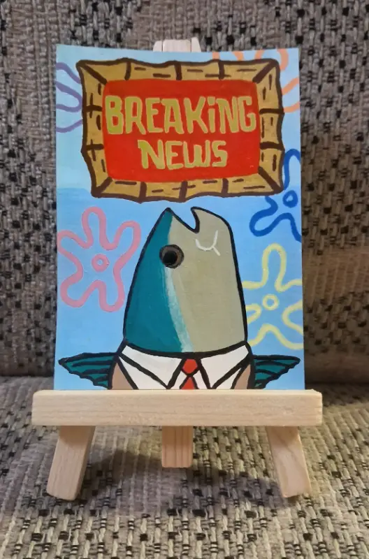 Spongebob News aceo art card