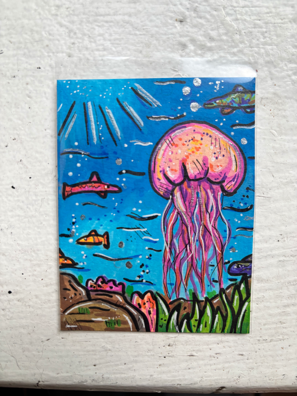 Jellyfish in the Sea aceo art card