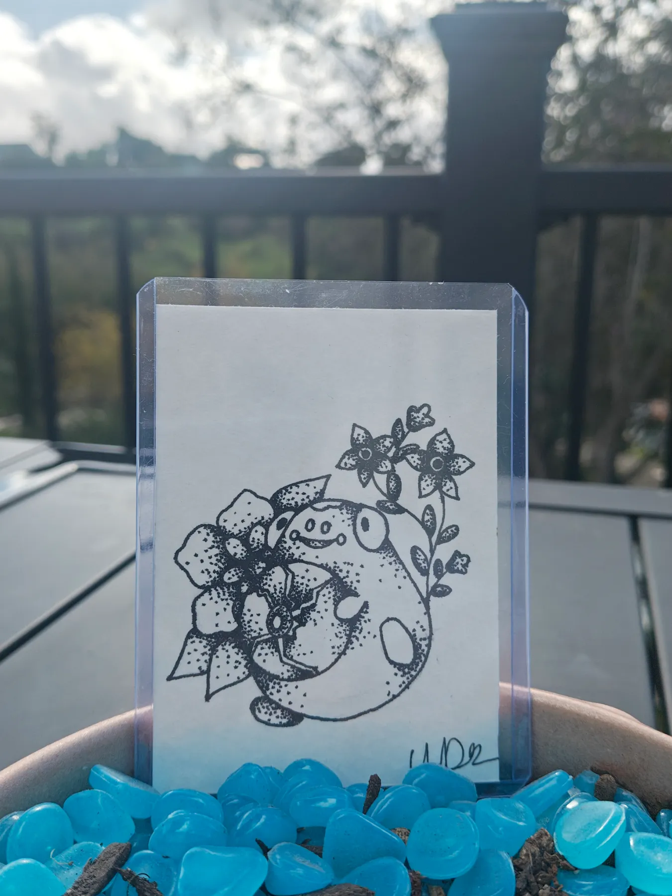 Electric frog aceo art card