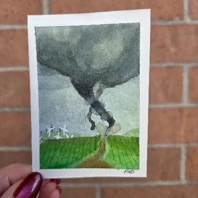 Wind Farm Tornado aceo art card thumbnail 1