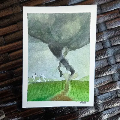 Wind Farm Tornado aceo art card thumbnail 2