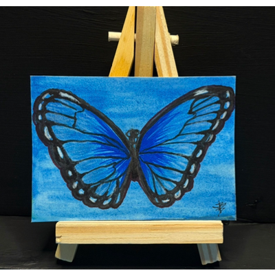 Original ACEO Blue Butterfly by Jadysbel aceo art card thumbnail 1