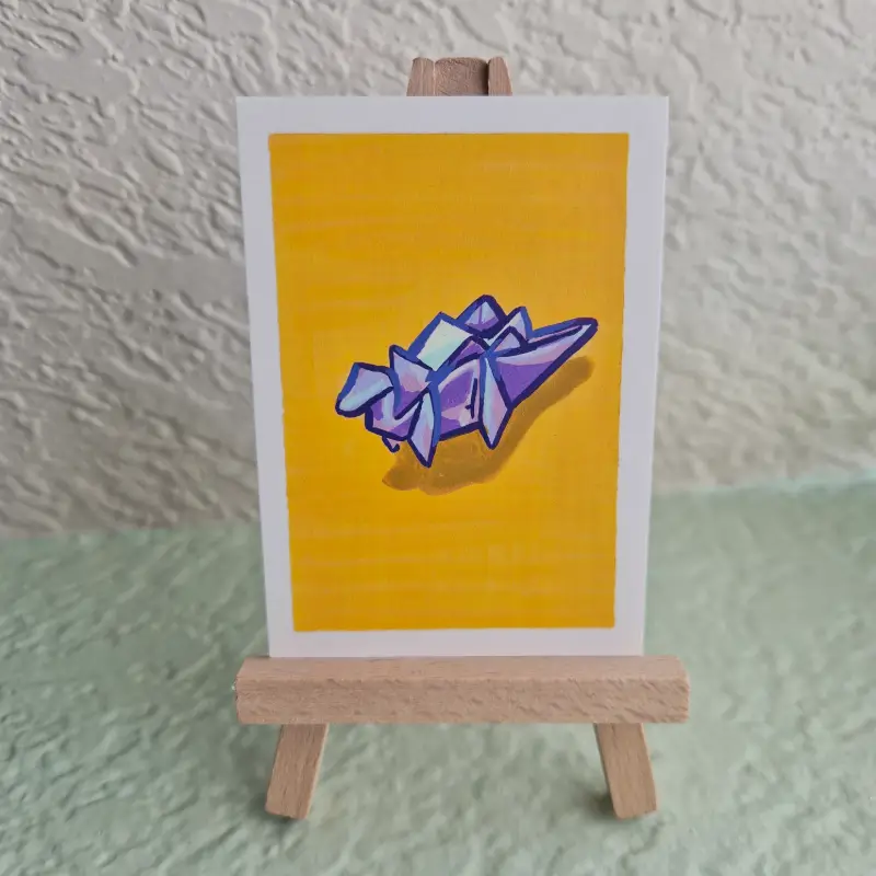 yellow/purple friend study aceo art card