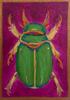 Beetle aceo art card thumbnail 2